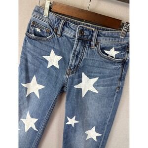 Free People‎ Star Print Denim Jeans Womens Size 24 Distressed Slim FP Movement